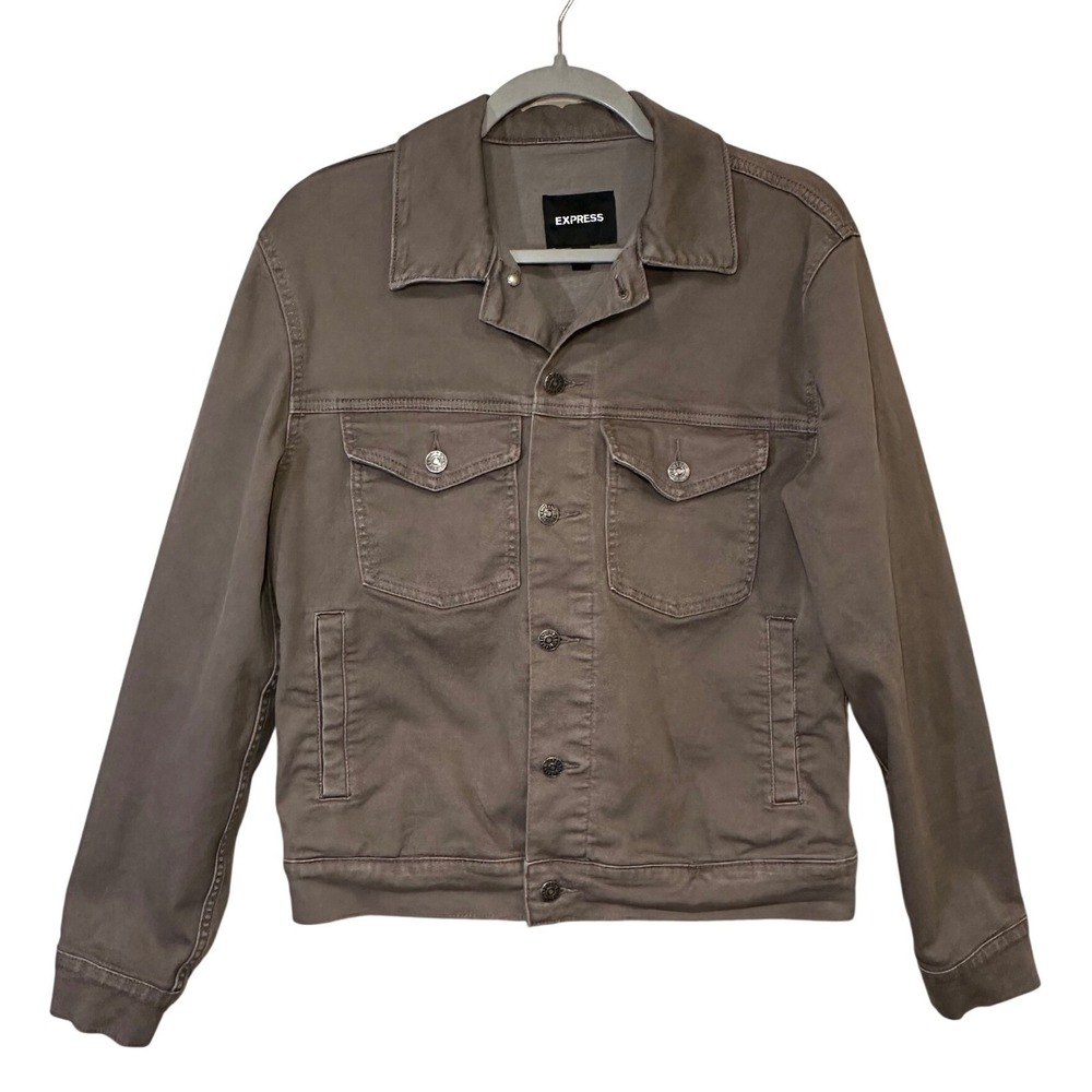 Express Women's Brown Denim Jacket Size Small Cotton Blend Trucker Style